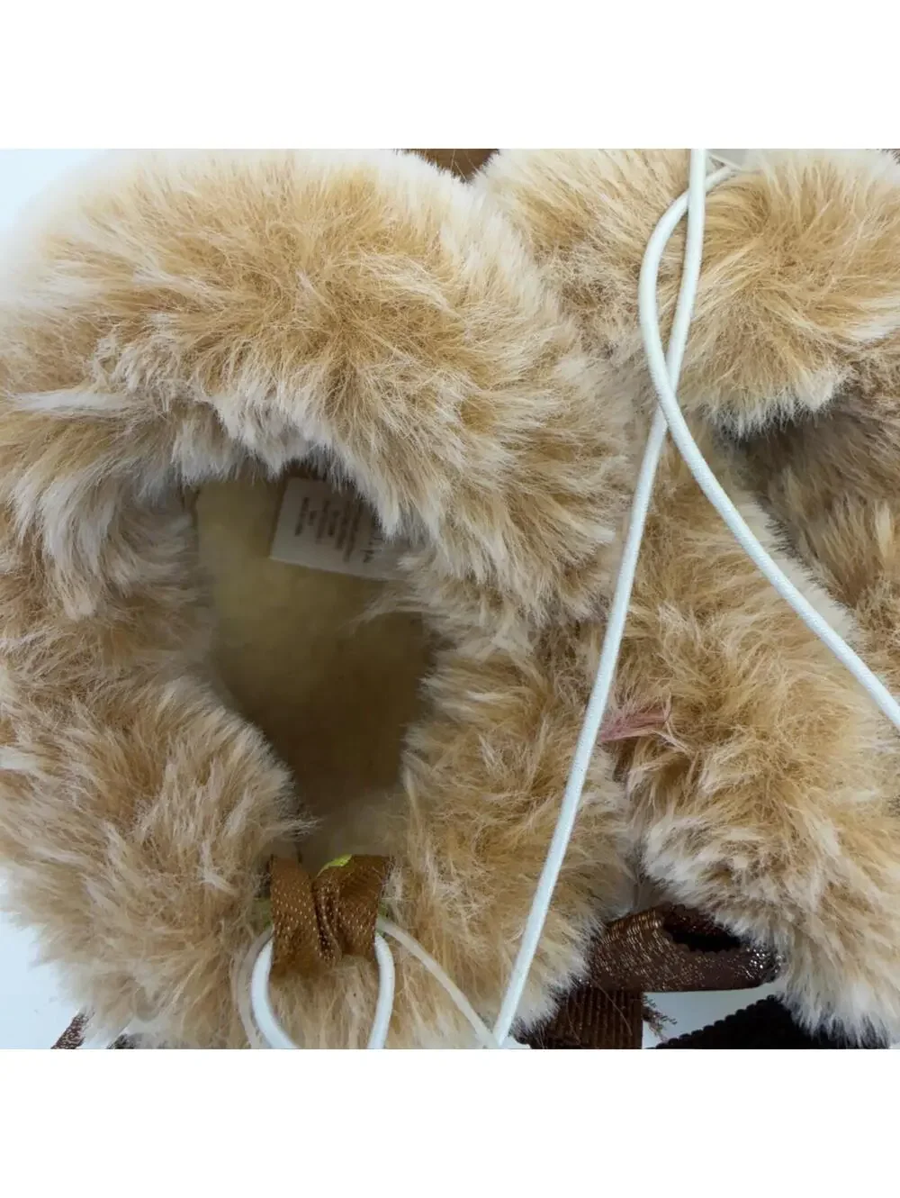 First‎ Steps By Stepping Stones Girls Size 6 Brown Faux Fur Bow Slippers NEW